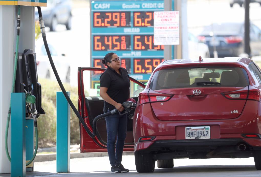 Driver filling up gas in the Bay Area