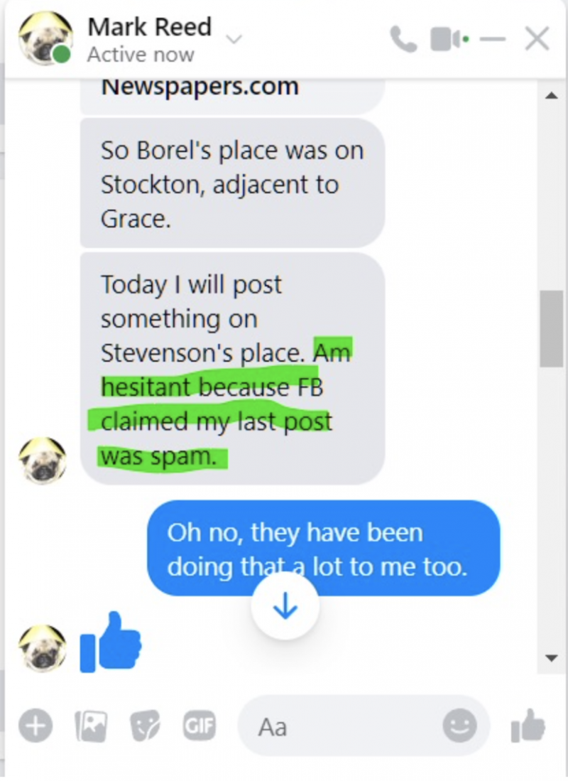 A screenshot from a Facebook message to another user.