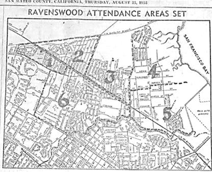 A black and white maps that reads "Ravenswood Attendance Areas Set."