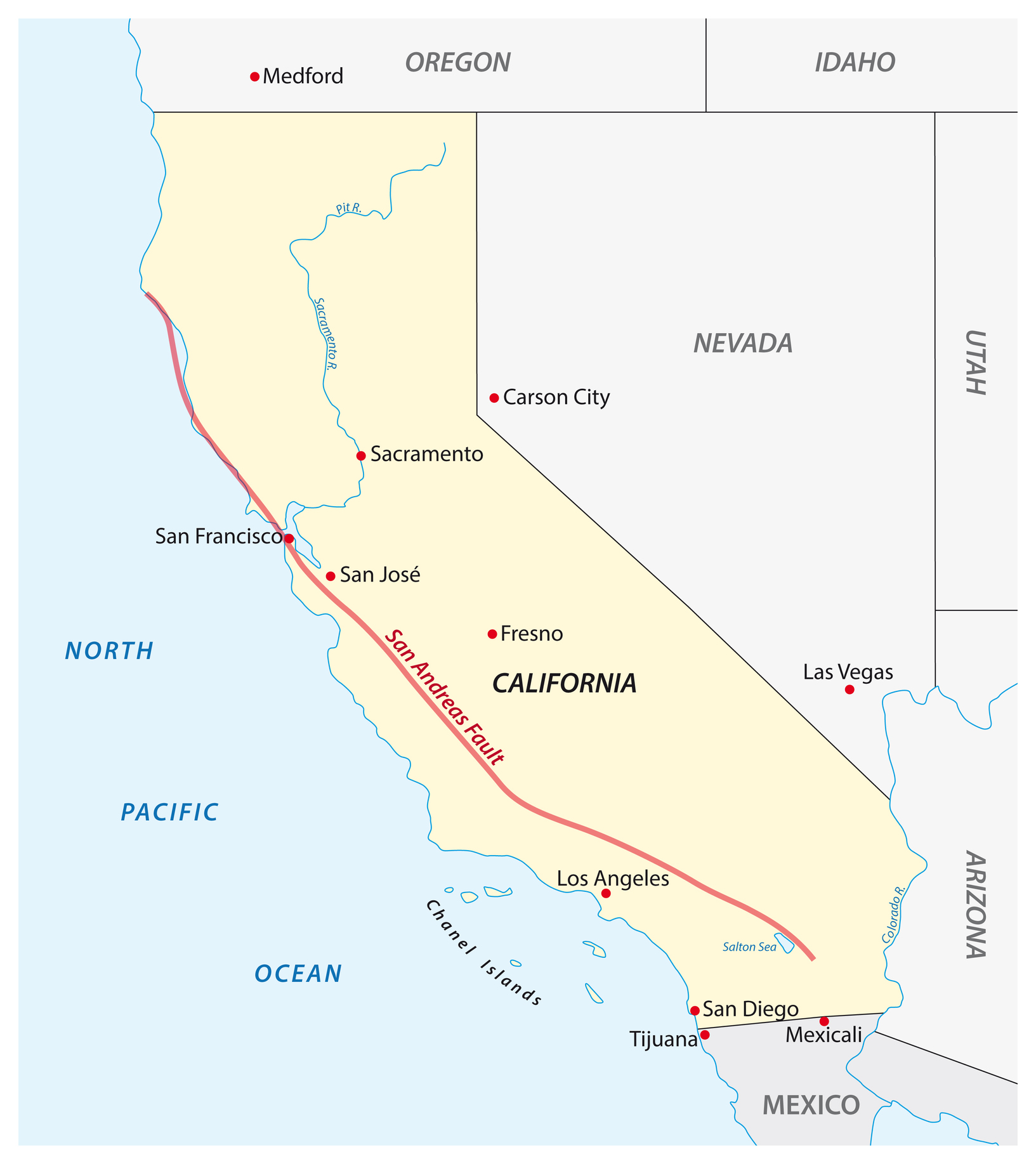 Vector map of California's San Andreas Fault.