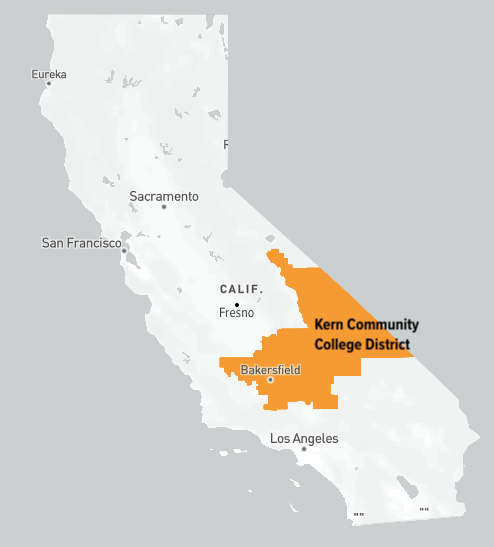 Map of Kern Community College District in California
