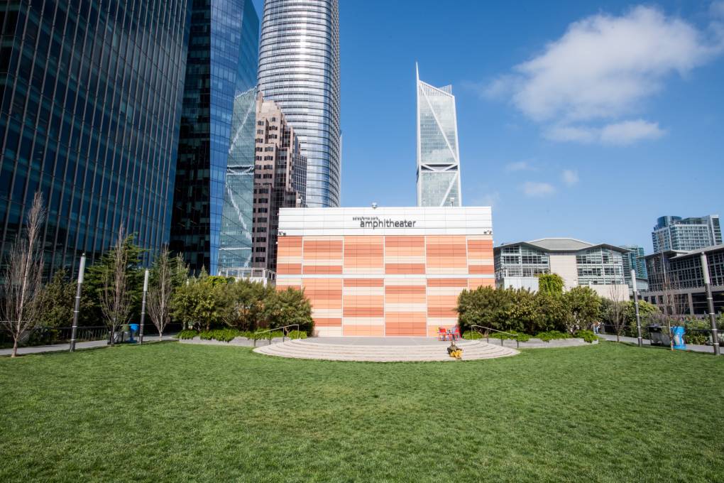 Empty Salesforce park on a sunny day
