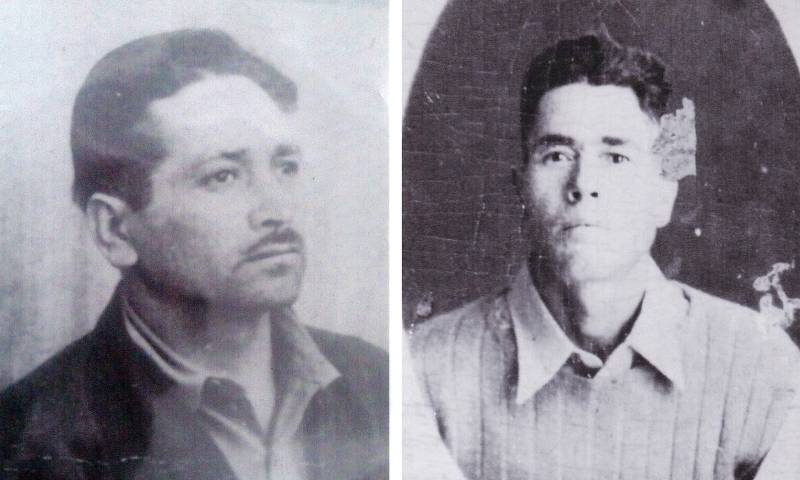 Two old black-and-white photos of two men, side by side.