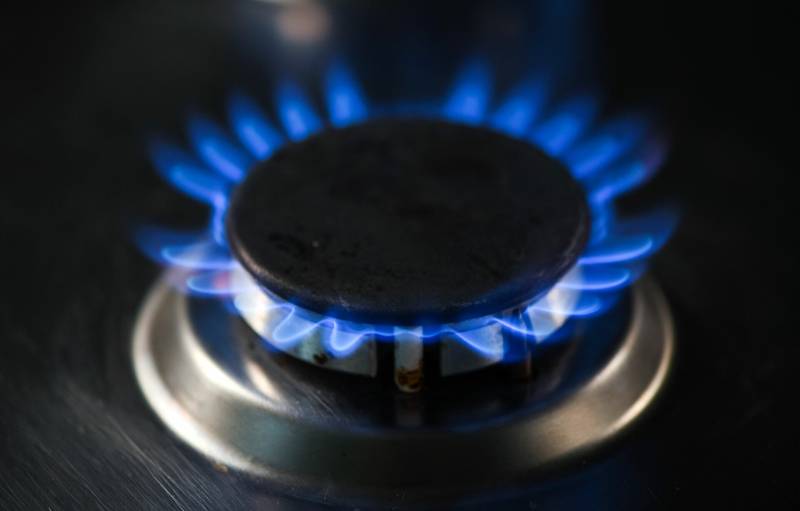 A close up photo of a natural gas burner with blue flames