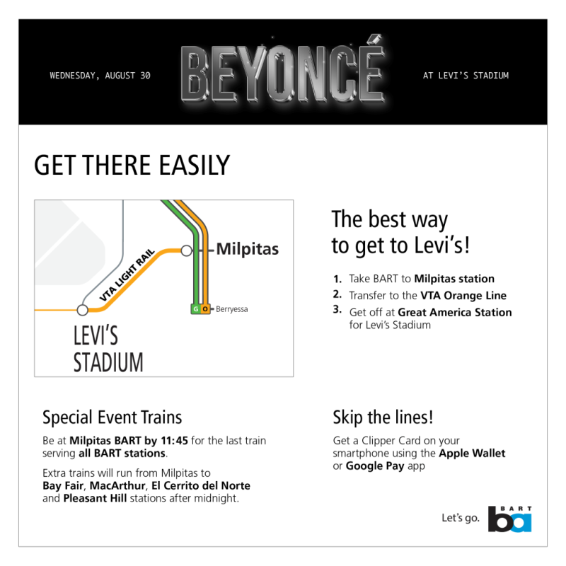 BART map for the Beyoncé concert