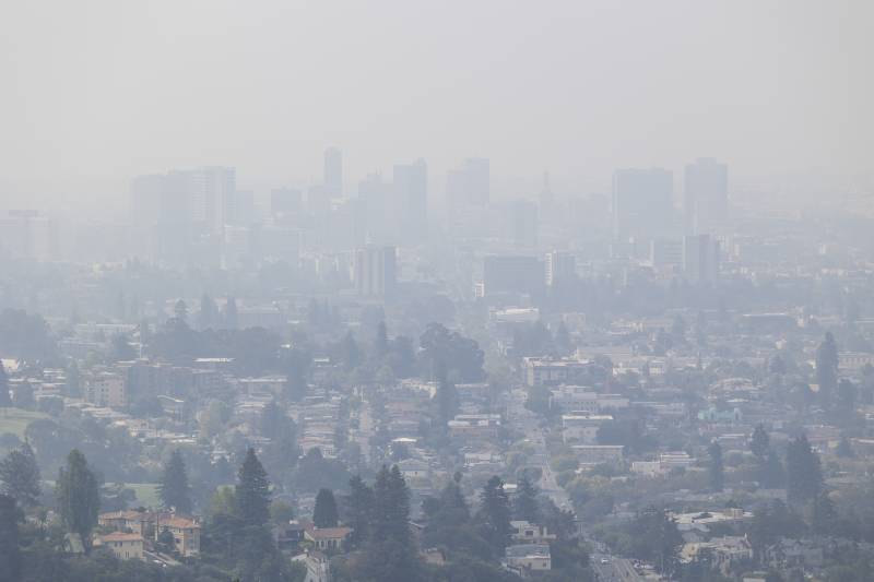 A city shrouded in haze.