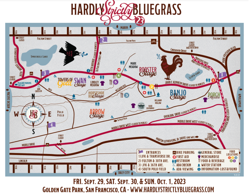A 2023 map of the Hardly Strictly festival.