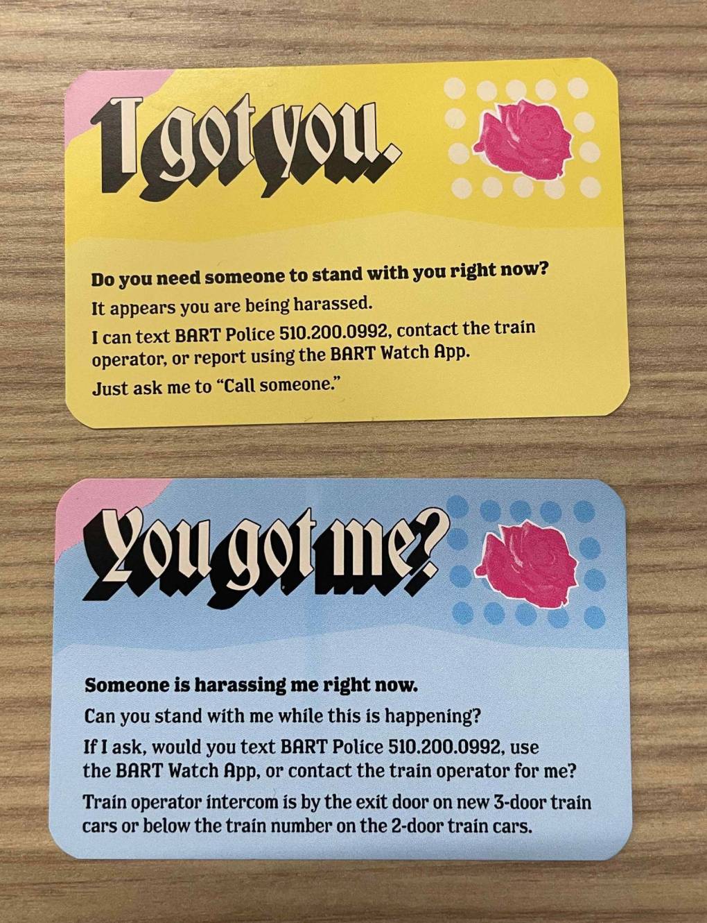 two colorful cards say 'i got you' and 'you got me?'