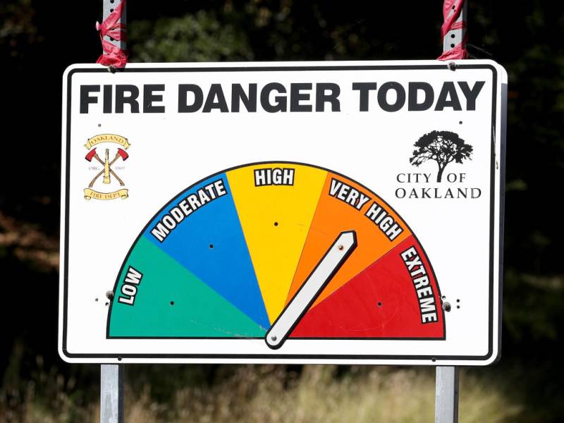 A fire danger chart by a roadside.