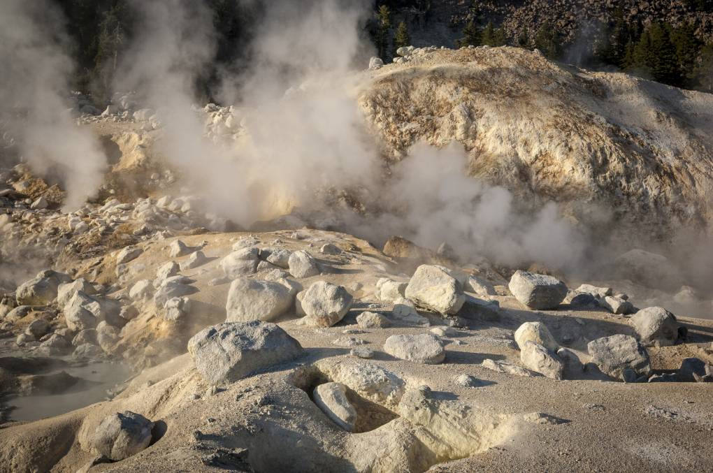 Steam coming off of rocks