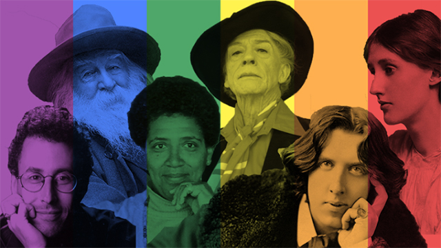 While authors such as Virginia Woolf and Oscar Wilde (at right) are household names, writers like Quentin Crisp may be better-known by films about their life. Third from right is John Hurt, who portrayed Crisp on screen on two separate occasions.