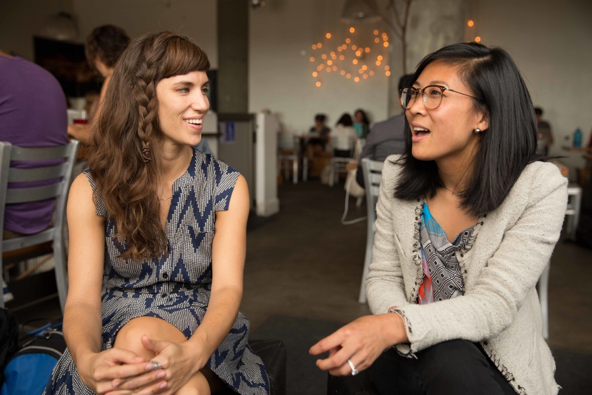 Amanda Angelotti (left) and Connie Chen (right), both graduates of UCSF's medical school, made the transition to digital health.  Josh Cassidy, KQED 