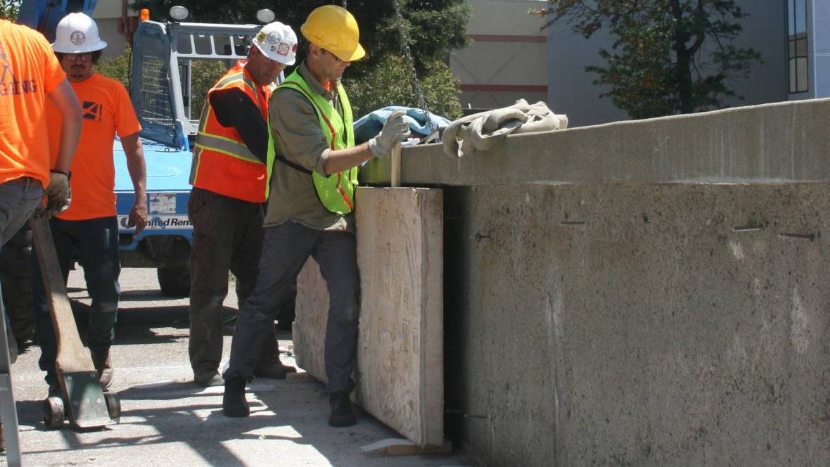 Panels by Ruth Asawa are removed in Santa Rosa's Courthouse Square. Photo: Gabe Meline