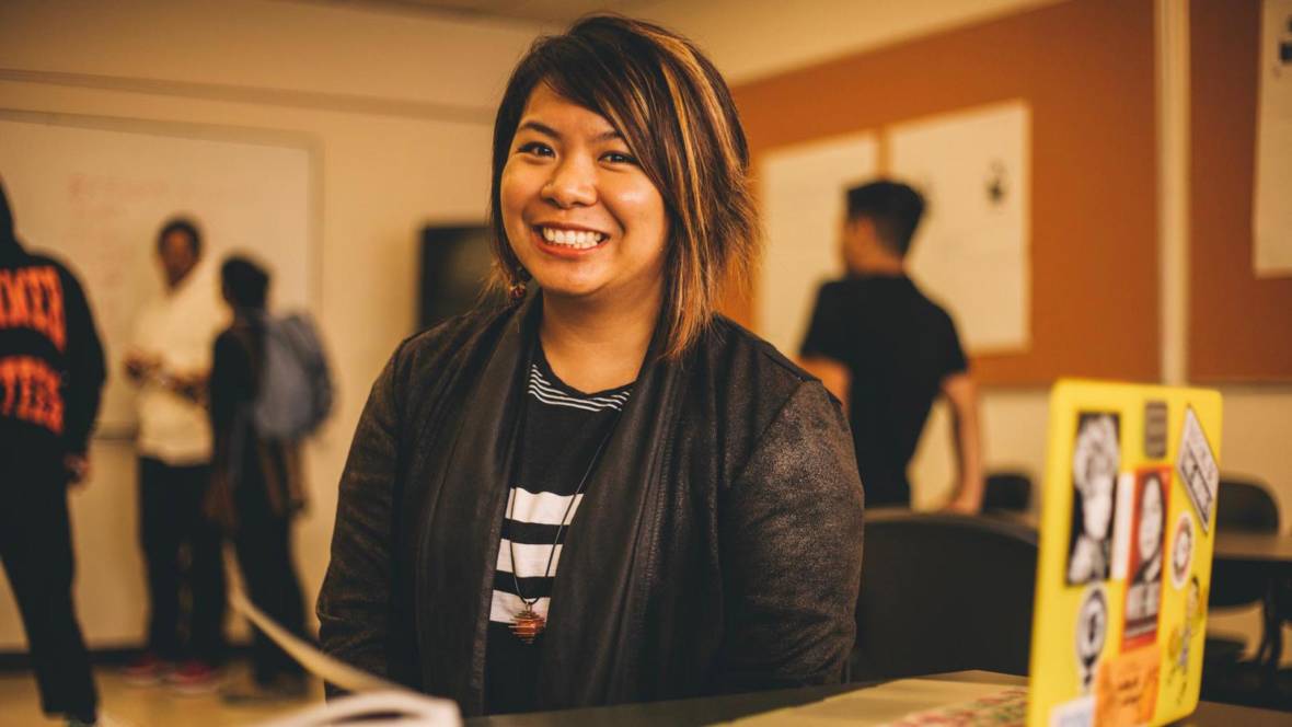 At Skyline College, Janice Sapigao teaches students to find their own voice through the study of hip-hop. Photo: CJ Raygoza