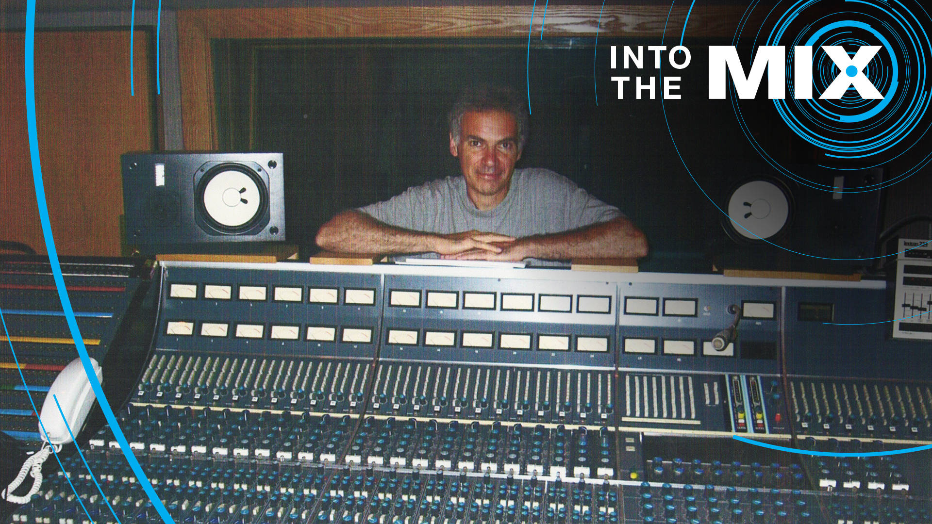 Oliver DiCicco with his old 24-track Neve mixing console. Photo: Courtesy of Oliver DiCicco