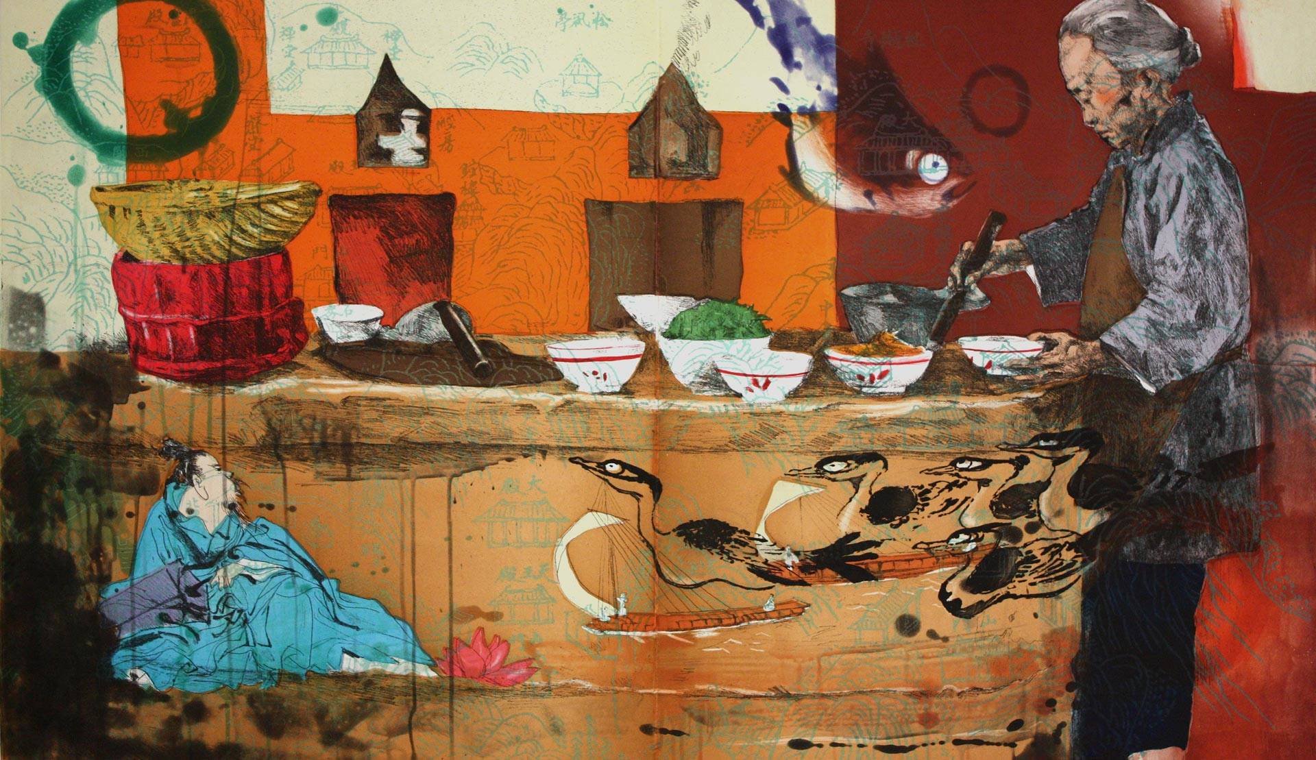 'Luzao (Stove)' (2008), by Hung Liu. It's one of the paintings that speak to the dignity of labor in 'We Who Work' at the Santa Cruz Museum of Art and History.  Photo: Courtesy of Hung Liu