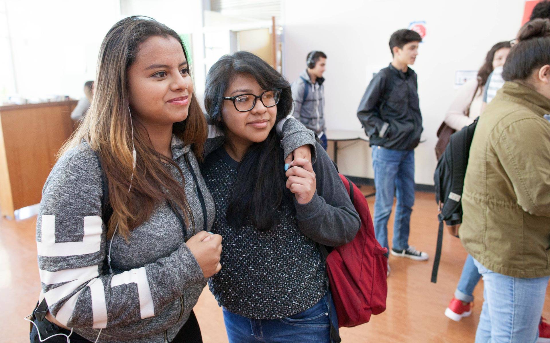 Alejandra (right), an undocumented high school student in Oakland, with a friend.  Courtesy Undocumented Lives