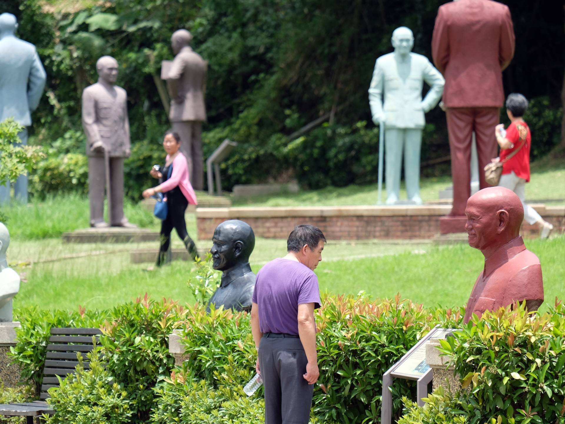Chinese tourists visit the park in northern Taiwan that is home to more than 200 statues of late nationalist leader Chiang Kai-shek in 2015. Sam Yeh/AFP/Getty Images