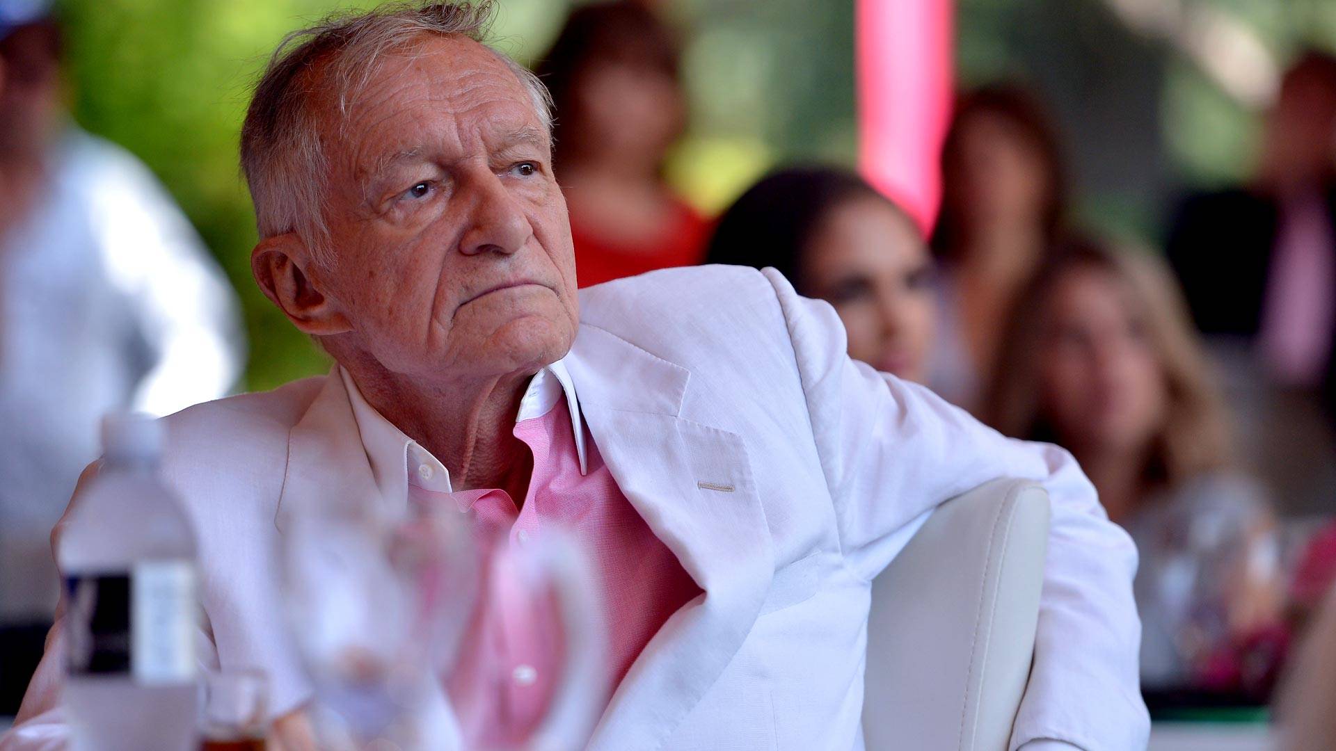 Hugh Hefner attends Playboy's 2013 Playmate Of The Year luncheon honoring Raquel Pomplun at The Playboy Mansion on May 9, 2013. Charley Gallay/Getty Images