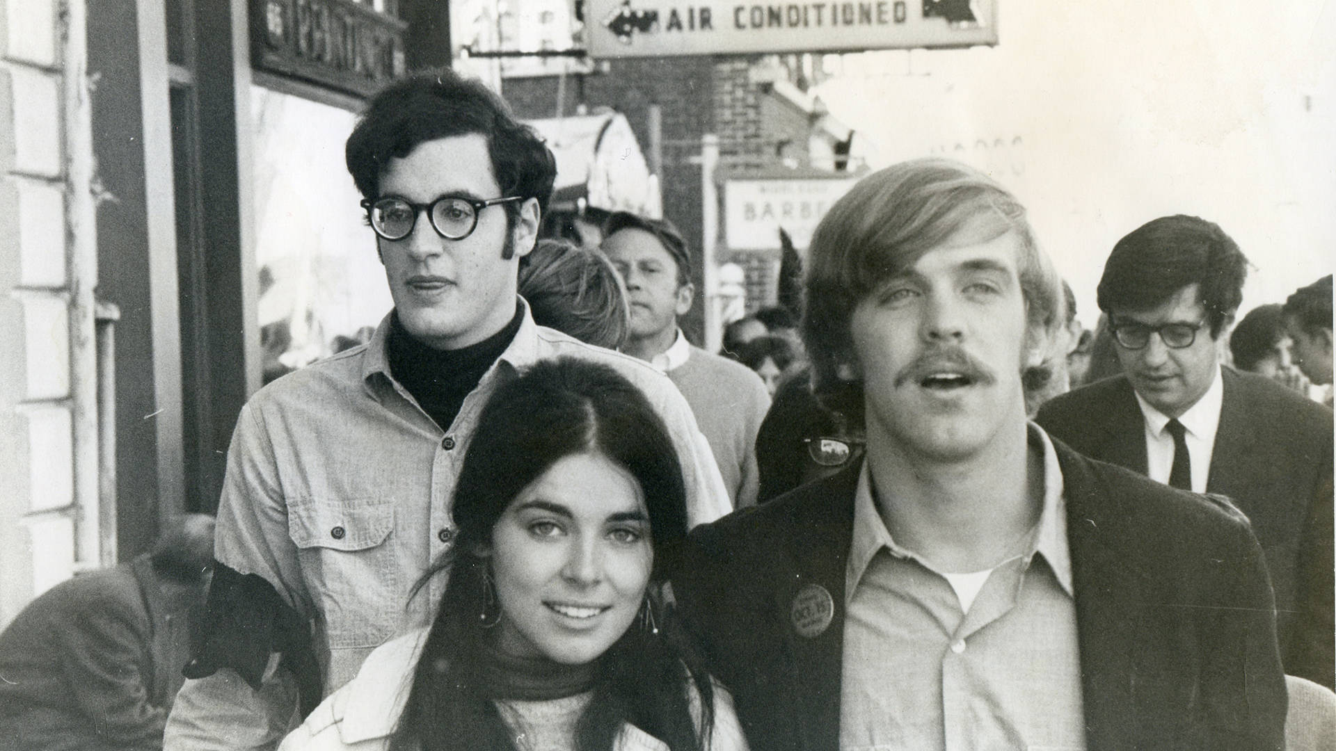 Stephen Talbot leading an anti-war march in Middletown, Conn. on October 15, 1969, with his then girlfriend Susan Heldfond -- as part of the National Moratorium Day Courtesy of Stephen Talbot