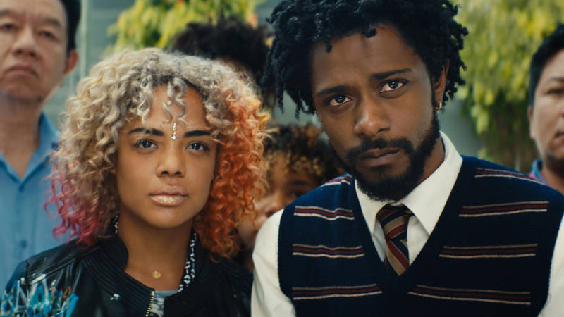 Tessa Thompson and Lakeith Stanfield in 'Sorry to Bother You.'