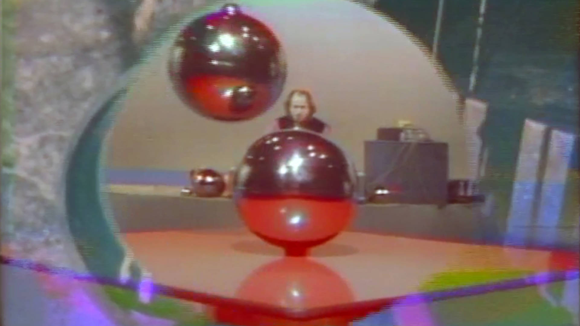 Terry Riley &amp; Arlo Acton, Still from 'Music with Balls,' c. 1968-1969. Courtesy of the UC Berkeley Art Museum and Pacific Film Archive