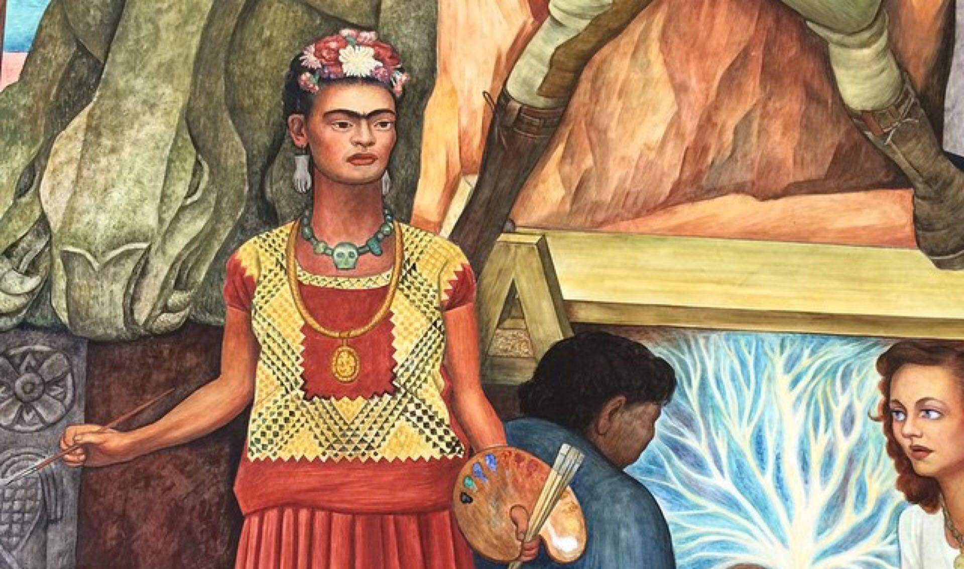 A detail of Diego Rivera's 'Pan American Unity' mural featuring Frida Kahlo on view at City College of San Francisco.  Shannon Badiee / Instagram