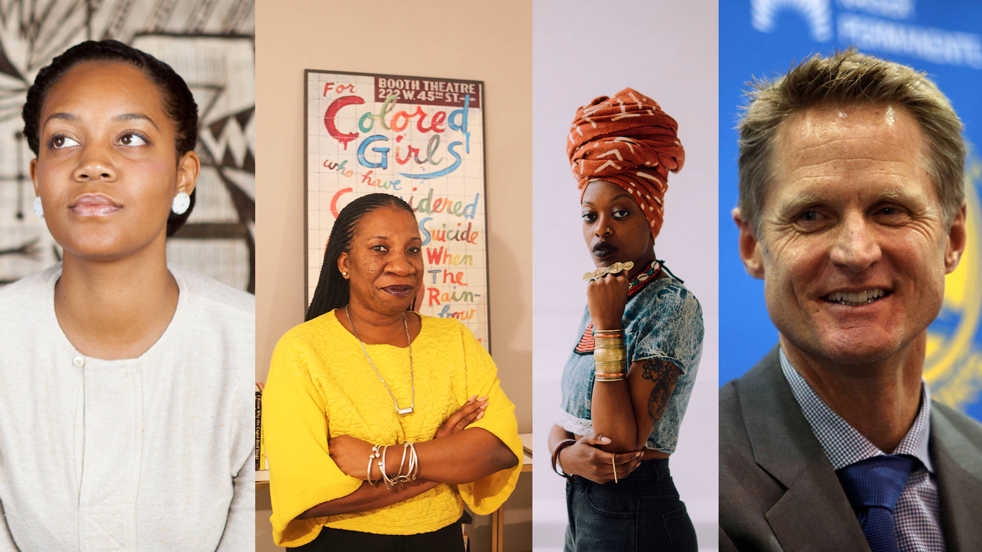 Chinaka Hodge, Tarana Burke, Brittsense and Steve Kerr are four of the honorees on the YBCA 100 list of influencers. Photos courtesy of YBCA; collage by Nastia Voynovskaya