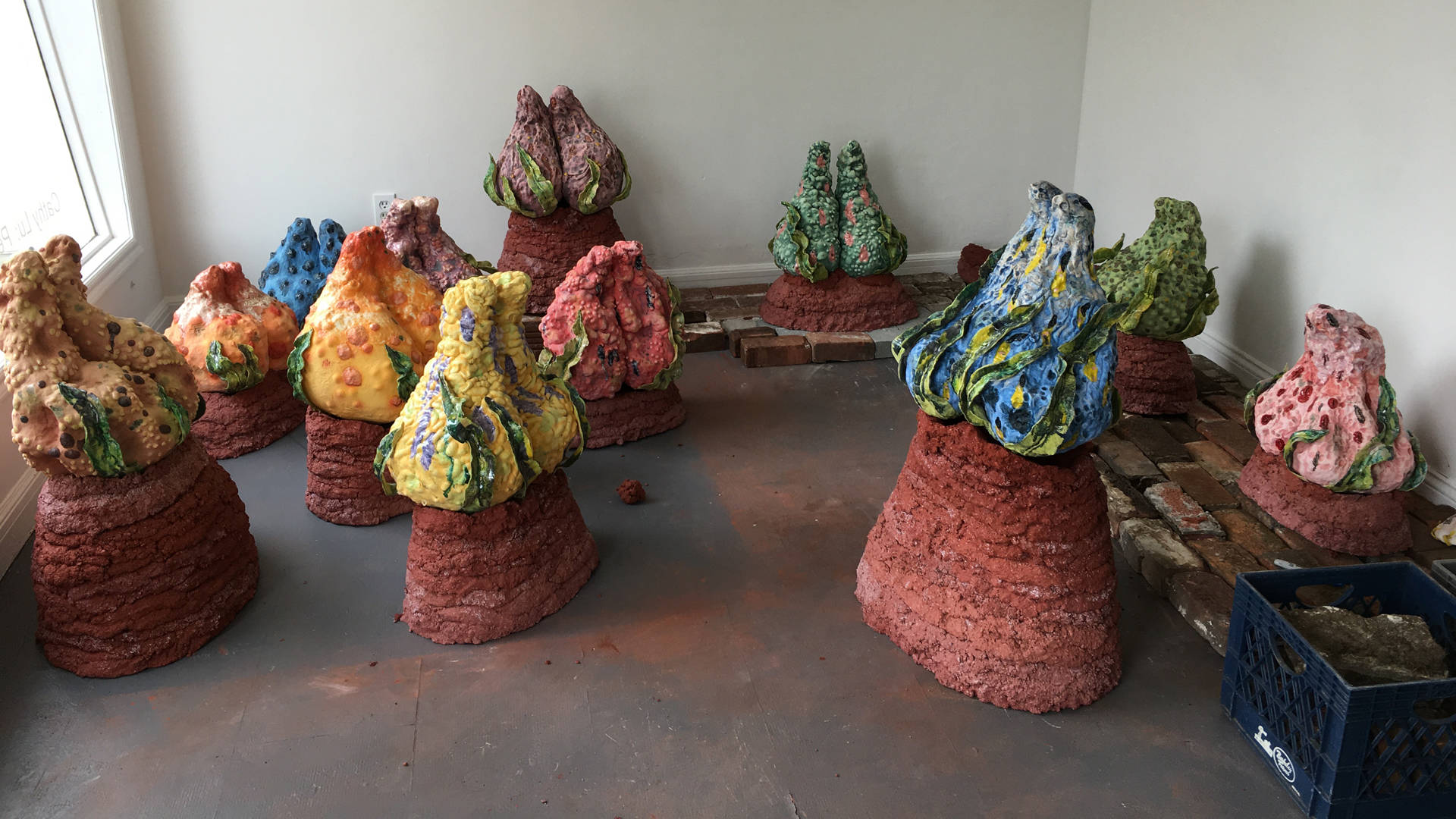 Cathy Lu's 'Peach Garden' mid-installation at Irving Street Projects. Courtesy of Irving Street Projects