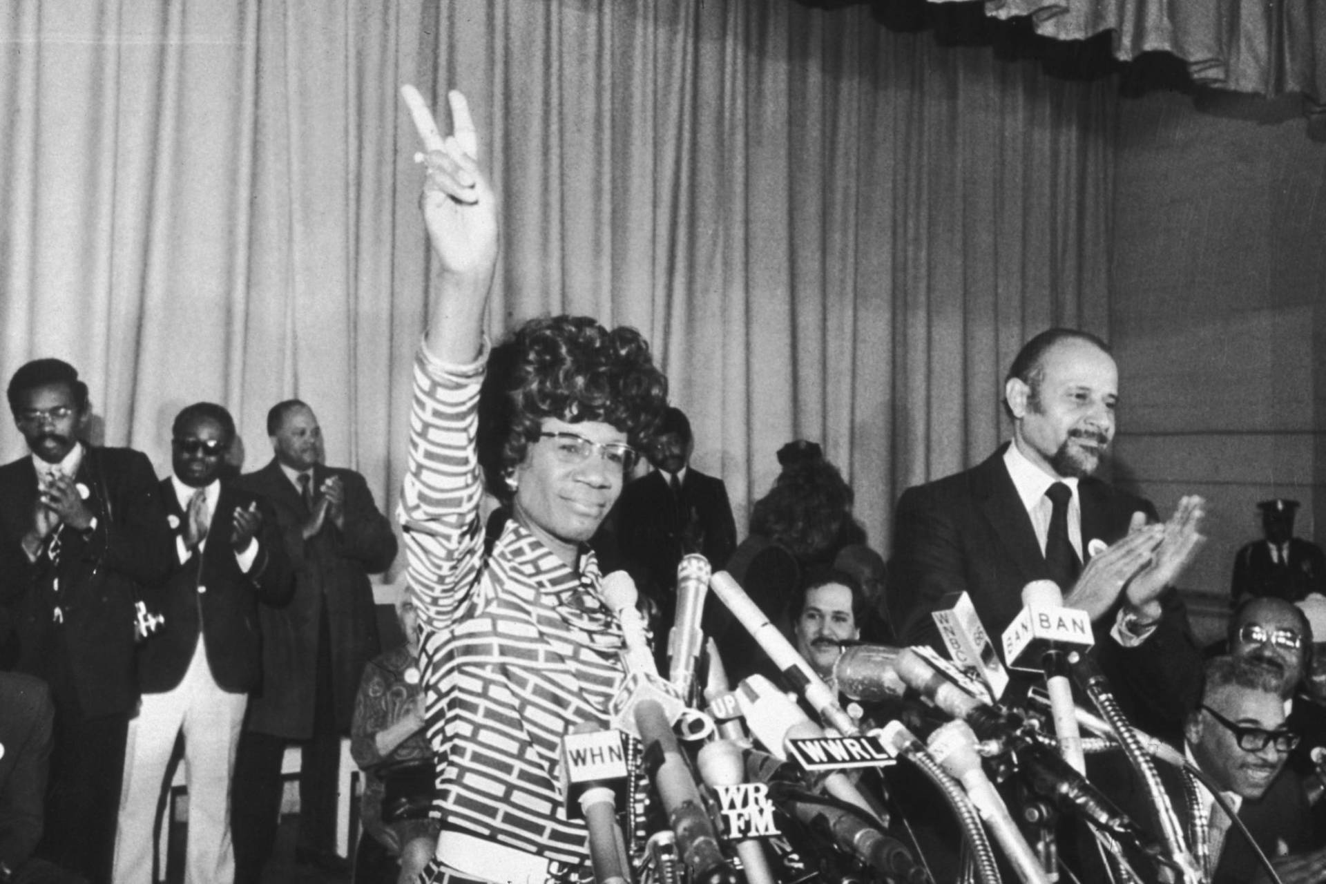New York City says it will erect a statue of Shirley Chisholm, the first black woman elected to Congress. Chisholm is seen here in a Brooklyn church in January 1972, announcing her bid for the Democratic nomination for president. Don Hogan Charles/Getty Images
