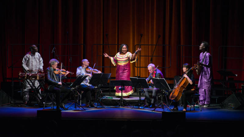 Kronos Quartet performs with Trio Da Kali. The singer, Hawa Kasse Mady Diabate, recently was unable to join them for a concert at SFJAZZ due to visa delays.