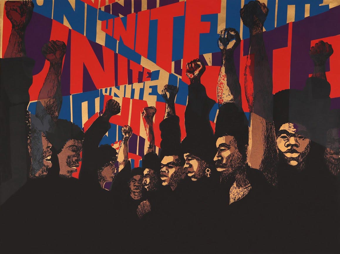 Barbara Jones-Hogu, 'Unite (First State),' 1969 (screenprint); appearing as part of 'Soul of a Nation: Art in The Age of The Black Power Movement' at the de Young Museum in San Francisco, Nov. 9, 2019–March 15, 2020.