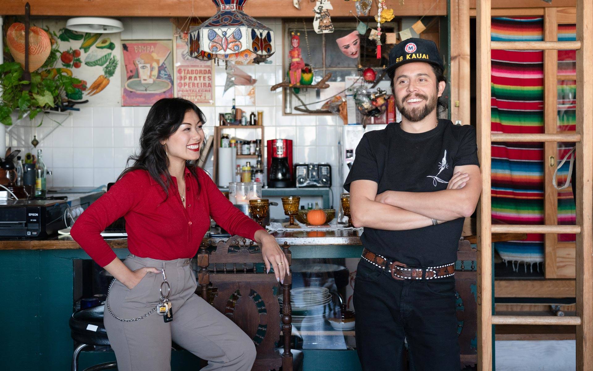 Lauren D'Amato and Isaac Avila in their Bernal Heights live/work space. With multiple jobs, the couple lives on $2,000–$5,000 a month. Graham Holoch/KQED