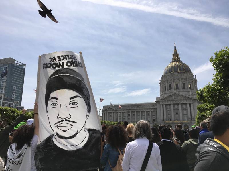 Thousands of protesters joined the Frisco 5 in a march to San Francisco City Hall in May 2016.