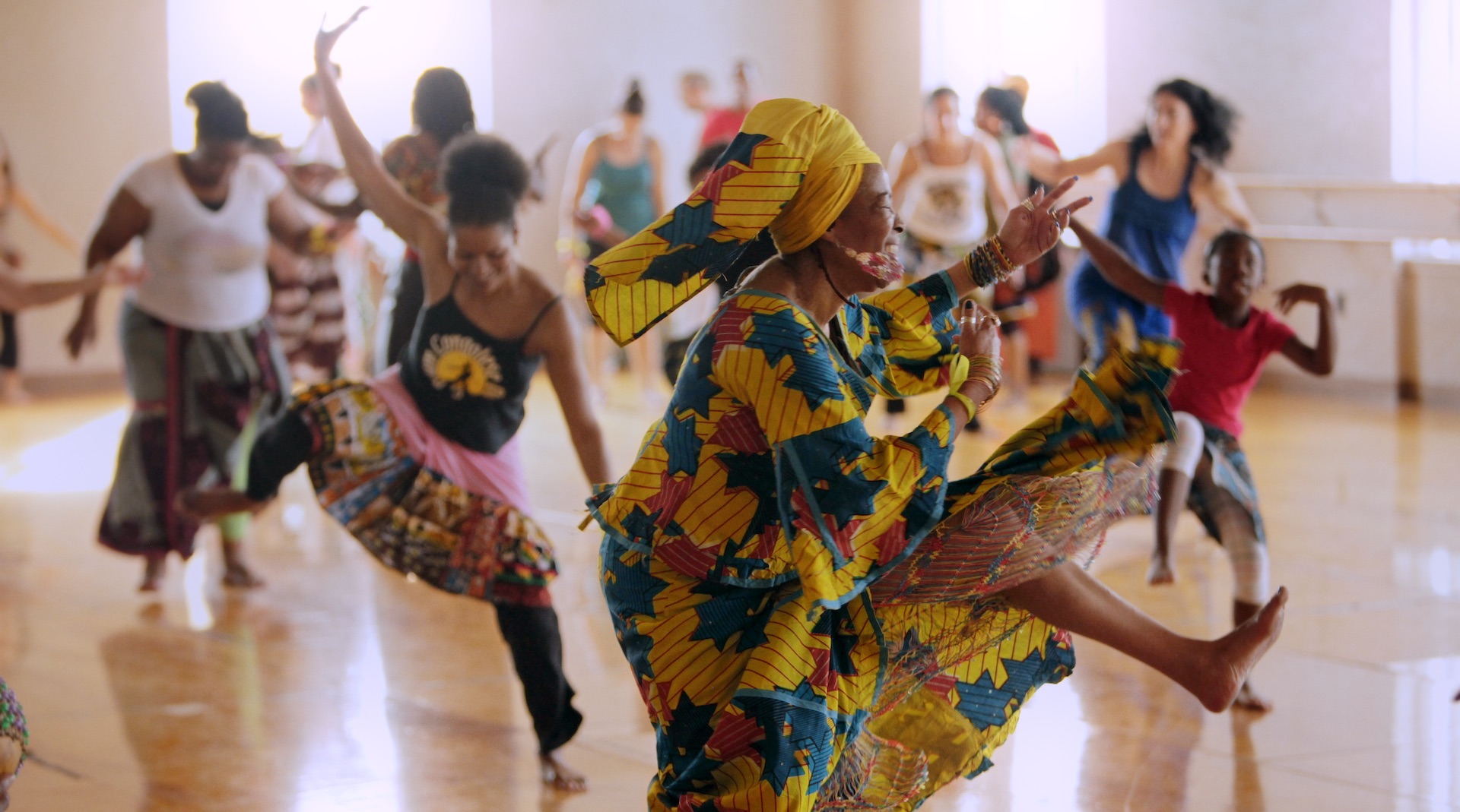 The Diamano Coura West African Dance Company rehearses at the Malonga Casquelourd Center for the Arts.