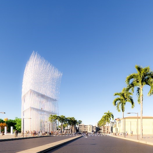 "Breeze of Innovation," by Fer Jerez and Belen Perez de Juan of SMAR Architecture Studio, is one of the finalists in Urban Confluence Silicon Valley's design competition for an iconic landmark to represent the region.