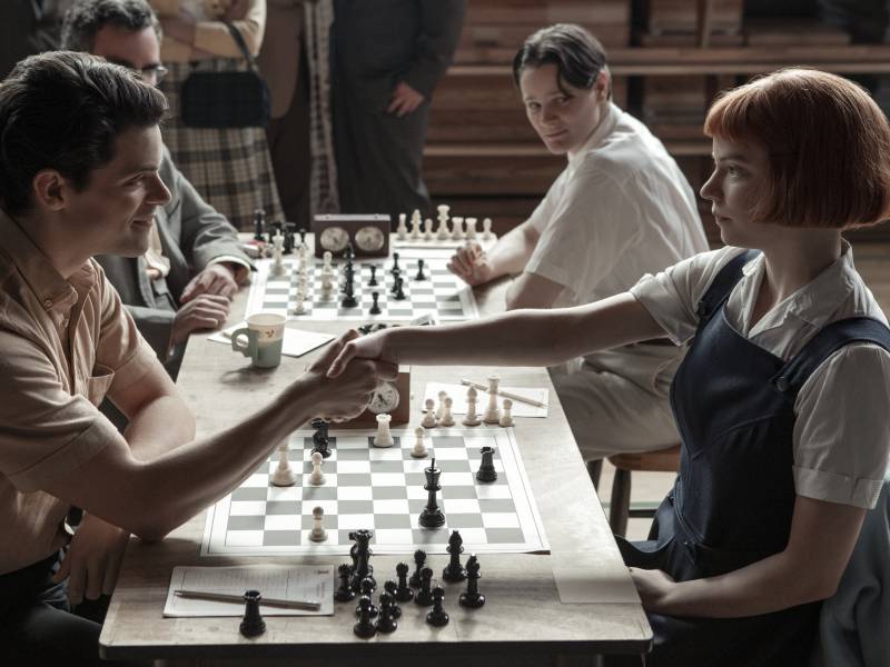 Beth (Anya Taylor-Joy) destroys an opponent (Jacob Fortune-Lloyd) in 'The Queen's Gambit.'