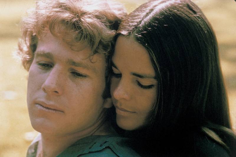 Ryan O'Neal and Ali MacGraw starring in the 'unabashedly sentimental' 'Love Story' in 1970.
