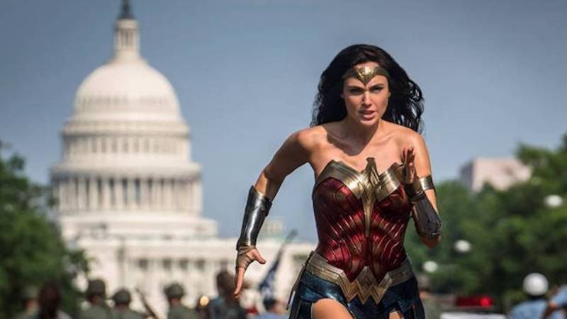 She's Running: Diana, played by Gal Gadot, chases her quarry through the streets of Washington in the sequel, 'Wonder Woman 1984.'