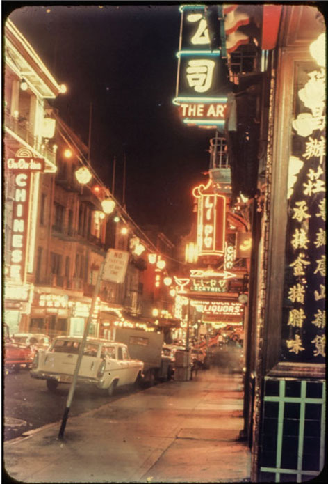 Nighttime in Chinatown, circa 1955.
