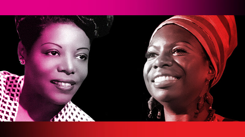 'Convergence' imagines a meeting between jazz greats Mary Lou Williams and Nina Simone (L–R) in a Paris hotel lobby.