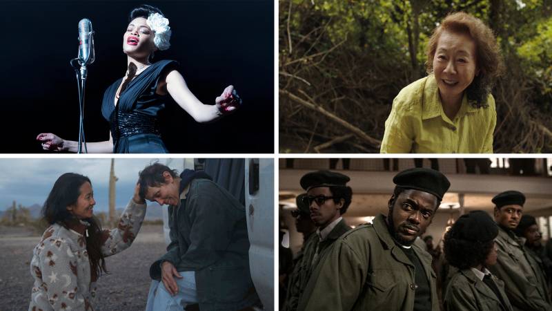 Clockwise from top left: Audra Day in 'United States Vs. Billie Holiday,' Yuh-Jung Youn in 'Minari,' Daniel Kaluuya in 'Judas and the Black Messiah,' 'Nomadland' director Chloe Zhao with Frances McDormand.