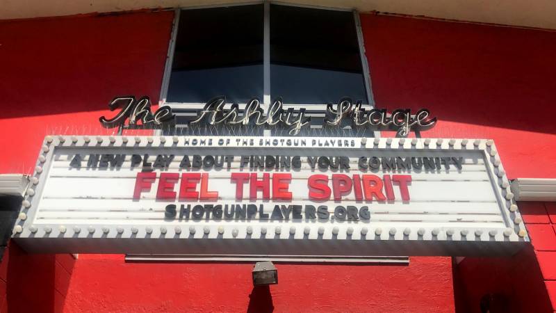 The Ashby Players marquee advertising 'Feel the Spirit'