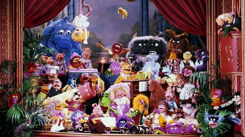 A scene of on-stage Muppet mayhem.