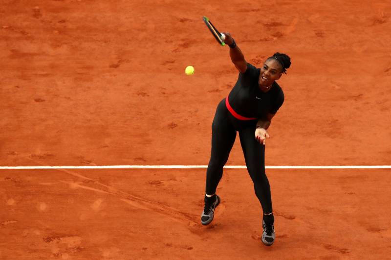 Serena Williams in her now-banned catsuit at the 2018 French Open in Paris.