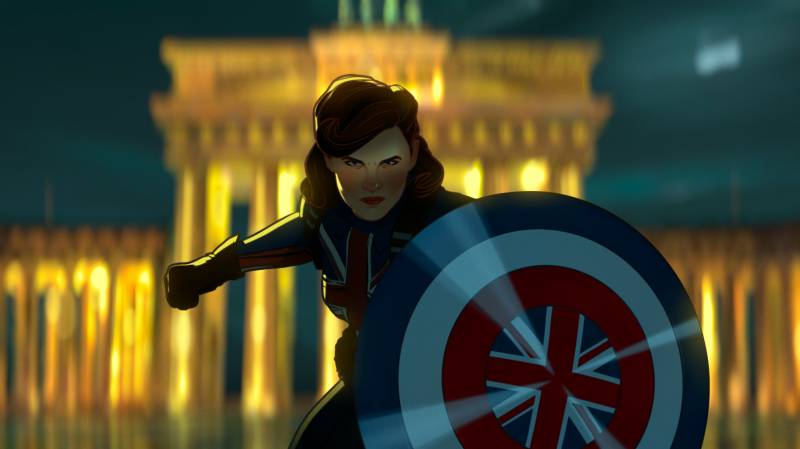 Peggy Carter (voiced by Hayley Atwell) takes up the shield in 'What If...?'