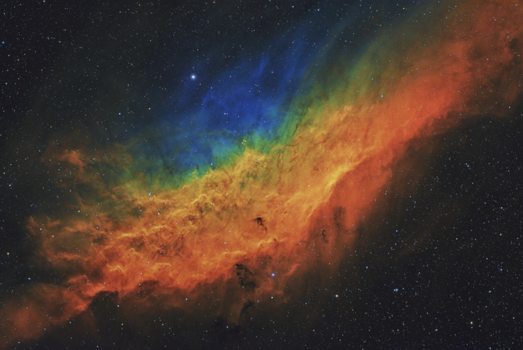 The California Nebula, as captured by Michigan-based astrophotographer Terry Hancock, in his photo, 'California Dreamin' NGC 1499'. The image has been shortlisted for the Astonomy Photographer of the Year Award.