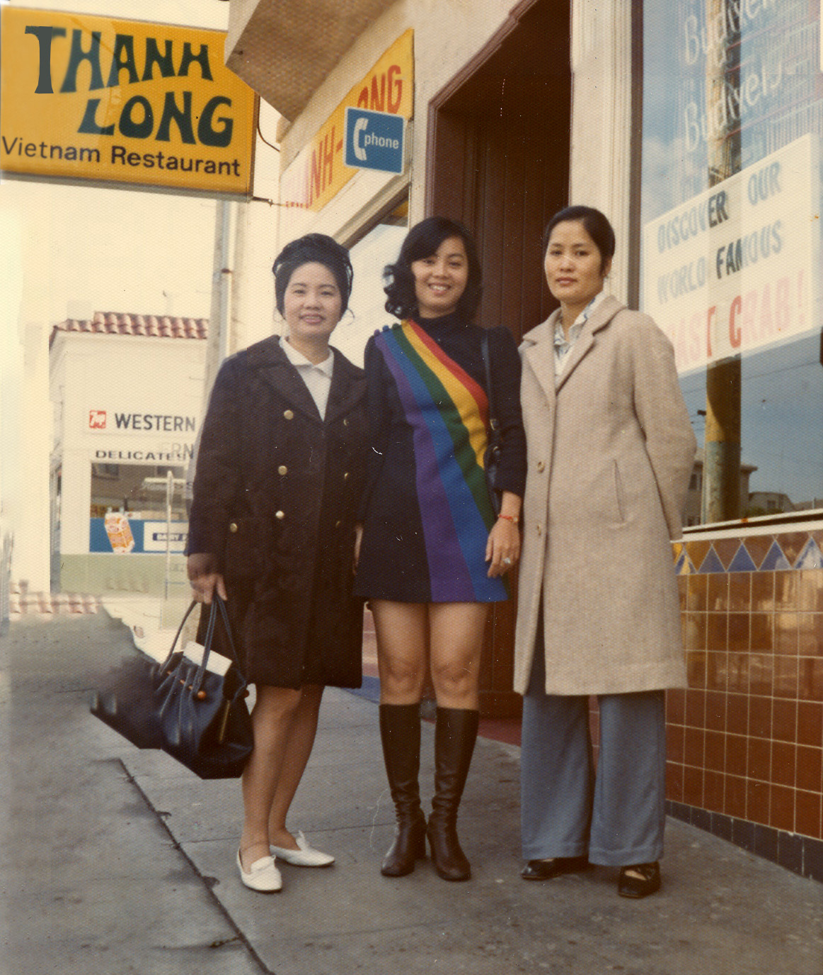 Diana An (left) poses with her cousins outside her restaurant Thanh Long, circa 1975. 
