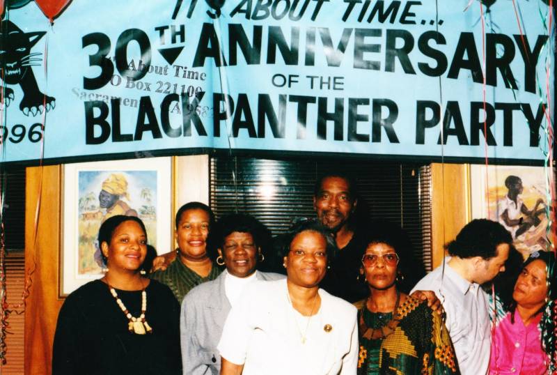 People gathered for the 30th anniversary of the founding of the Black Panther Party.