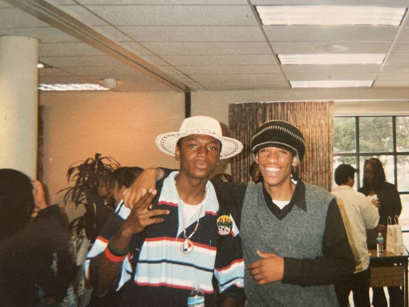 Raka Dun and Do D.A.T. pose for a photo during a performance at SF State (circa 2005). 